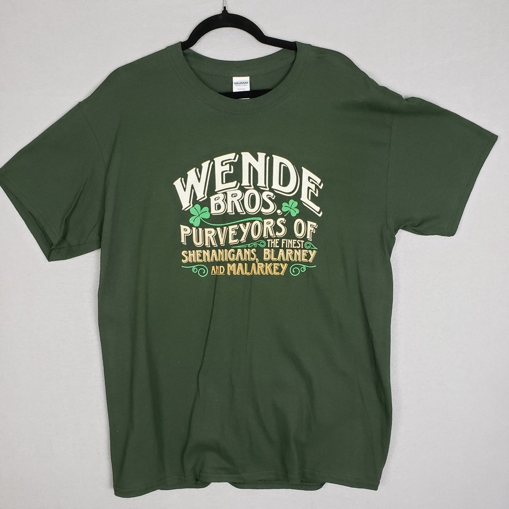 Irish Tee Shirt‎ Wende Bros Purveyors Of Shenanigans Blarney Malarkey Green Sz L